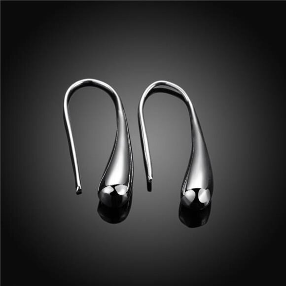 Classic Silver Thread Drop Earrings Teardrop Back Earrings, Metal - Picture 4 of 8